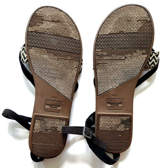 TOMS Lexie Sandal Black & White Geometric Weave | Women's Size 9 - Picture 5 of 6
